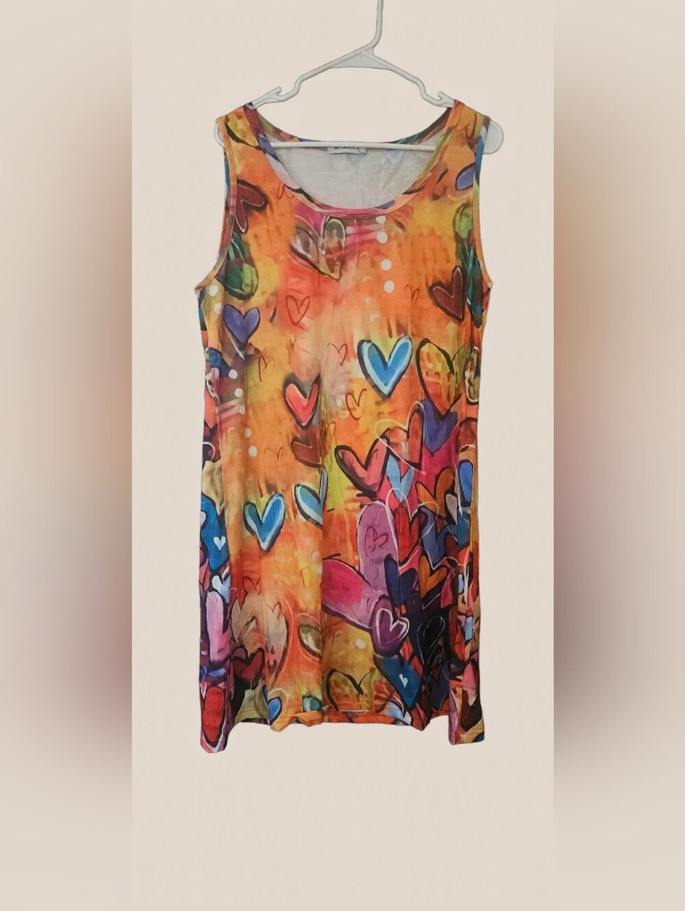 MISSLOOK Multicolor Heart Print Midi Dress - Orange Base